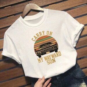 Chic Casual Short-Sleeve Round Neck Shirt with Fashionable Natural Print